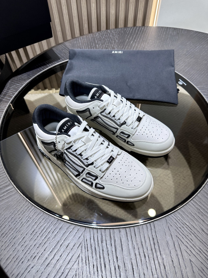amiri skeleton low-skel top sneakers white black ps24mfs005-111