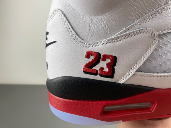 OFF WHITE AIR JORDAN 5 FIRE RED BLACK TONGUE - HQ7978-101
