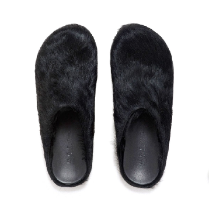 MARNI FUCHSIA LONG HAIR-FUSSBET SABOT SLIPPERS 2412202