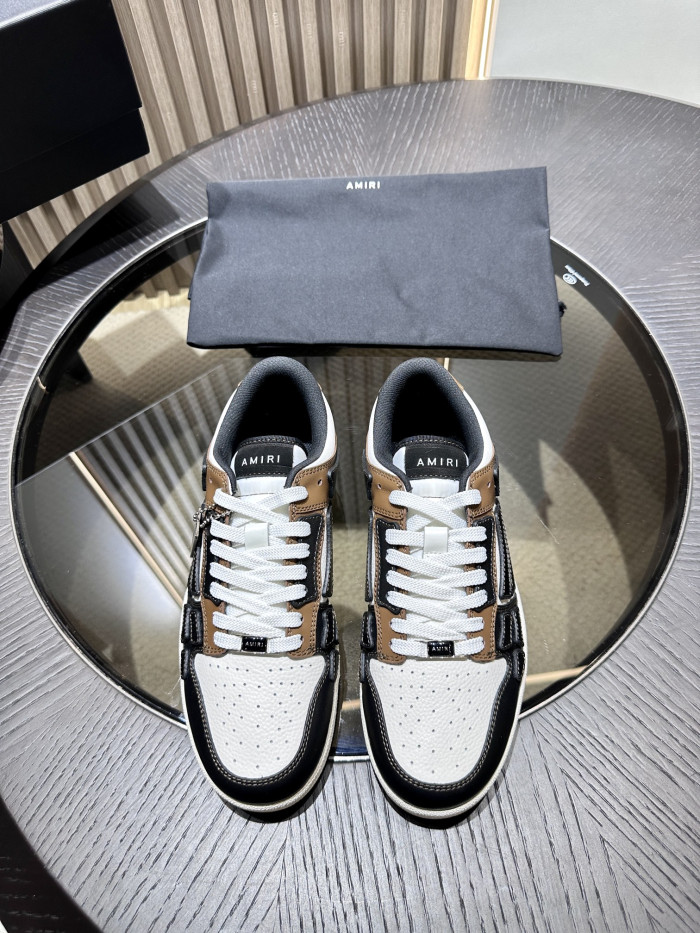 amiri skeleton low-skel top sneakers brown white